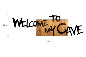 Welcome To My Cave Väggdekor - Svart/Valnöt - Inredning - Väggdekor - Skylt - Plåtskyltar
