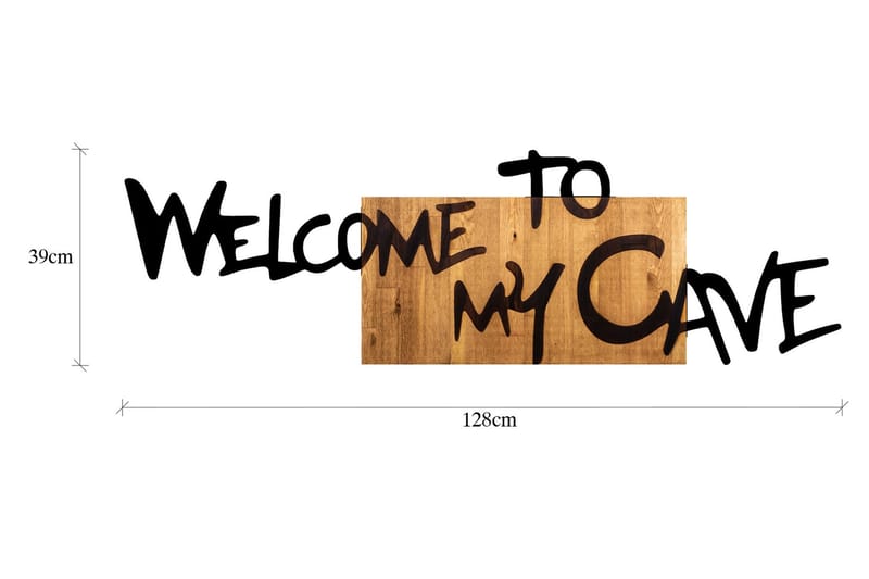 Welcome To My Cave Väggdekor - Svart/Valnöt - Inredning - Väggdekor - Skylt - Plåtskyltar