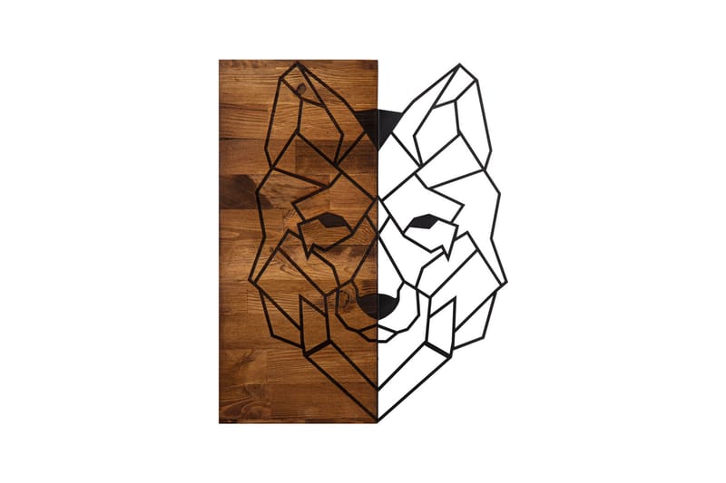 Wolf 1 Väggdekor - Svart/Valnöt - Inredning - Väggdekor - Skylt - Plåtskyltar