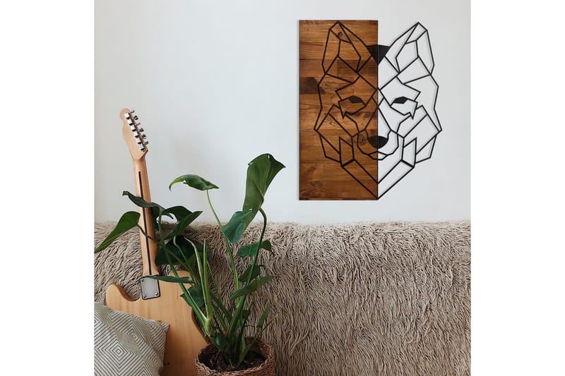Wolf 1 Väggdekor - Svart/Valnöt - Inredning - Väggdekor - Skylt - Plåtskyltar