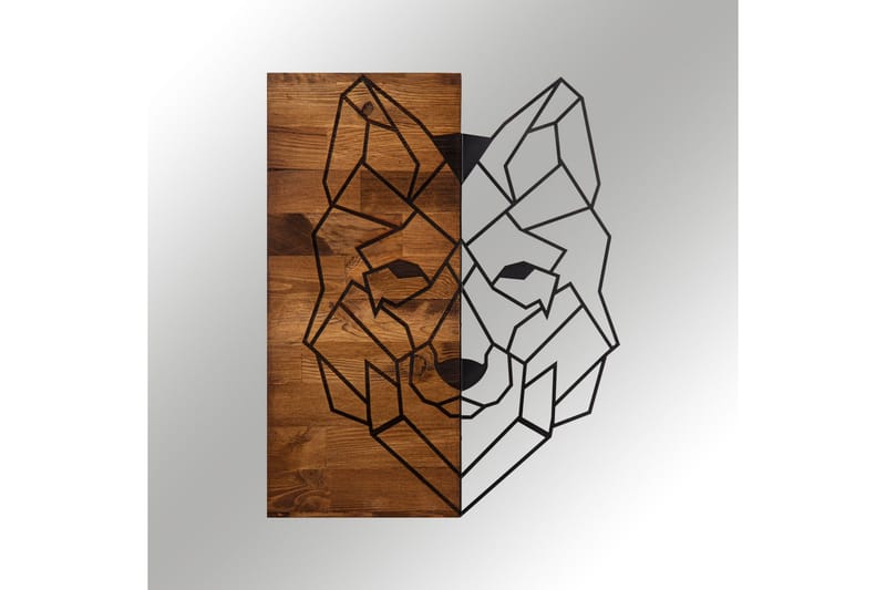 Wolf 1 Väggdekor - Svart/Valnöt - Inredning - Väggdekor - Skylt - Plåtskyltar
