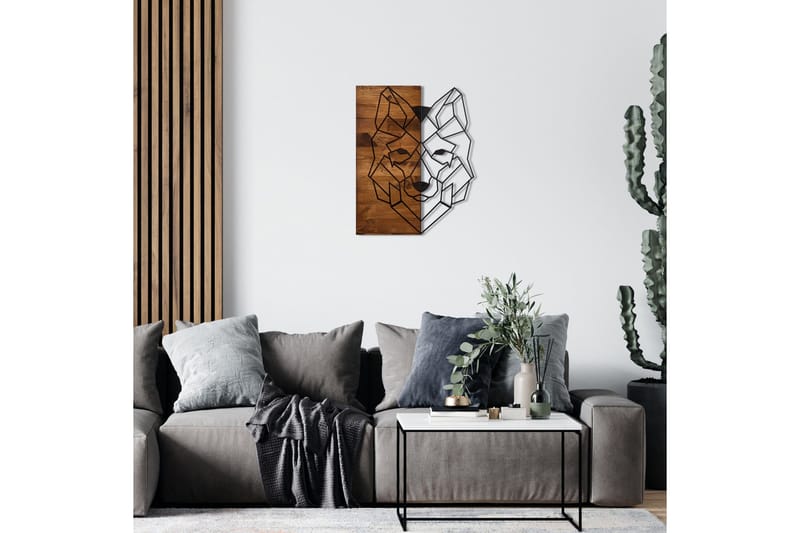 Wolf 1 Väggdekor - Svart/Valnöt - Inredning - Väggdekor - Skylt - Plåtskyltar