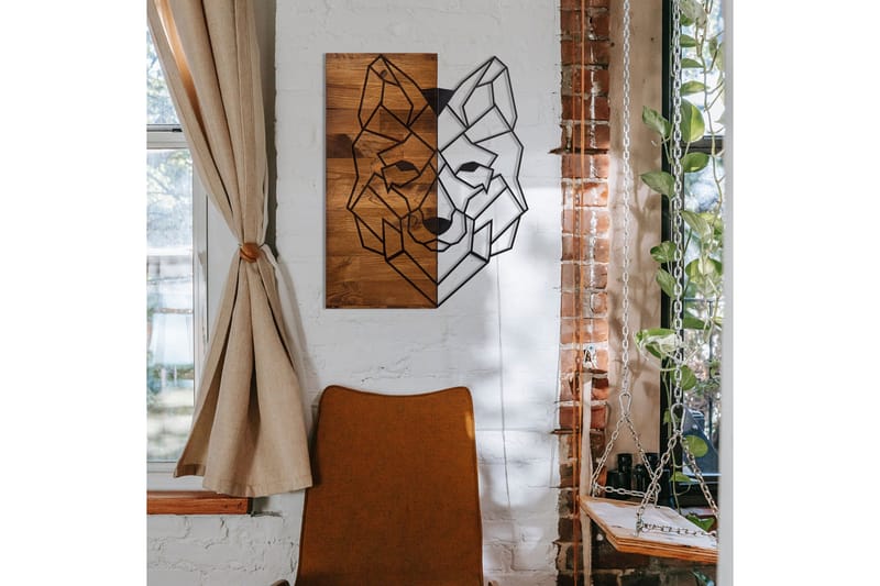 Wolf 1 Väggdekor - Svart/Valnöt - Inredning - Väggdekor - Skylt - Plåtskyltar