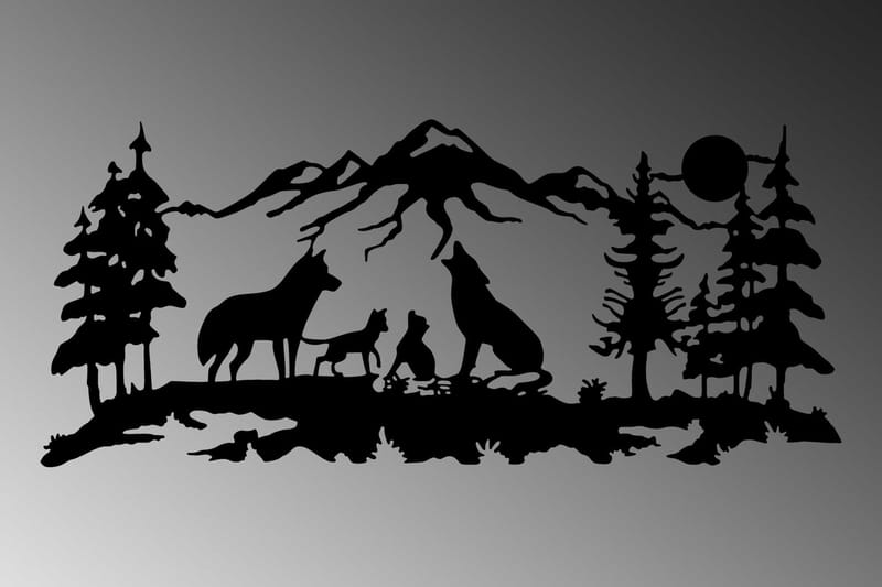 Wolf Pack Väggdekor - Svart - Inredning - Väggdekor - Skylt - Plåtskyltar