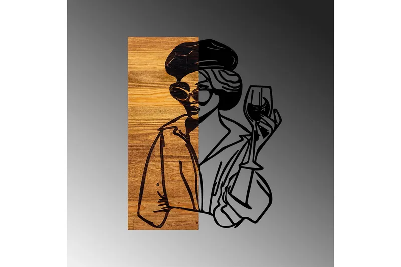Woman 2 Väggdekor - Svart/Ljus Valnöt - Inredning - Väggdekor - Skylt - Plåtskyltar