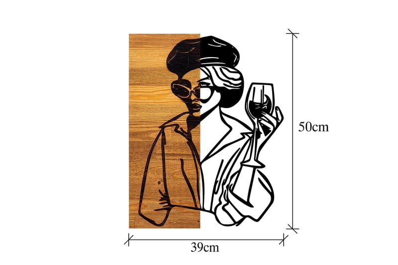 Woman 2 Väggdekor - Svart/Ljus Valnöt - Inredning - Väggdekor - Skylt - Plåtskyltar