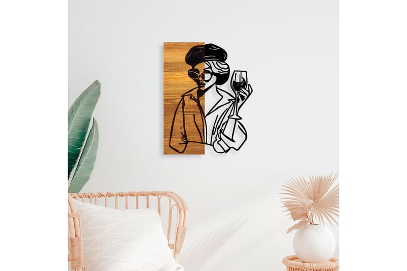 Woman 2 Väggdekor - Svart/Ljus Valnöt - Inredning - Väggdekor - Skylt - Plåtskyltar