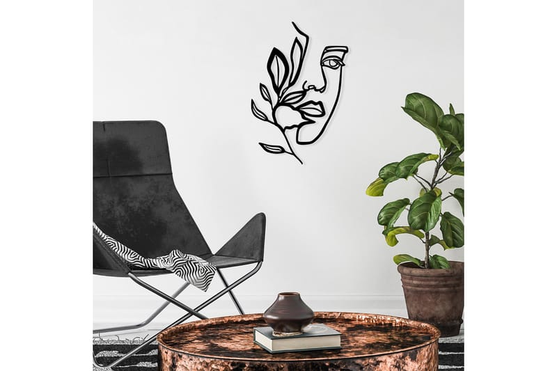 Woman Face Behind The Branch Väggdekor - Svart - Inredning - Väggdekor - Skylt - Plåtskyltar