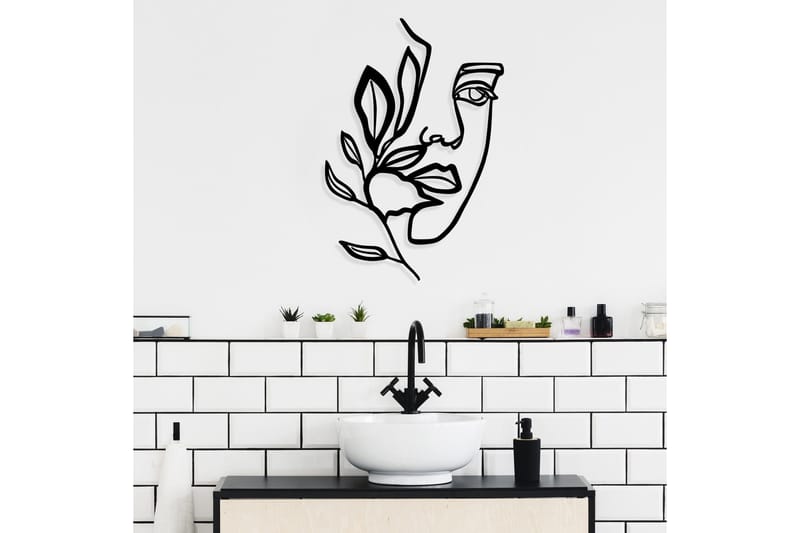 Woman Face Behind The Branch Väggdekor - Svart - Inredning - Väggdekor - Skylt - Plåtskyltar