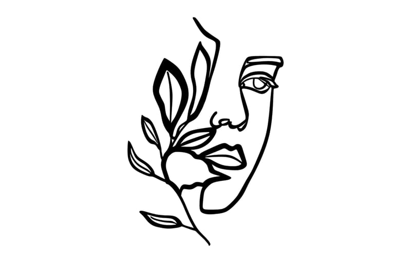 Woman Face Behind The Branch Väggdekor, Svart