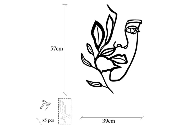 Woman Face Behind The Branch Väggdekor - Svart - Inredning - Väggdekor - Skylt - Plåtskyltar
