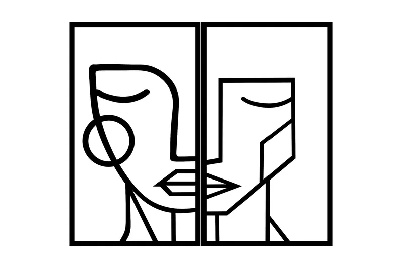 Woman Face Väggdekor, Svart