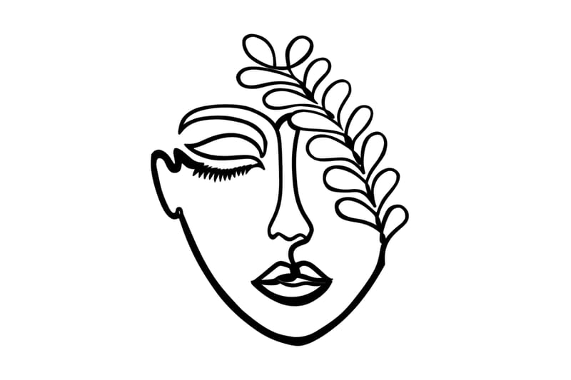Woman Face With The Branch Väggdekor - Svart - Inredning - Väggdekor - Skylt - Plåtskyltar