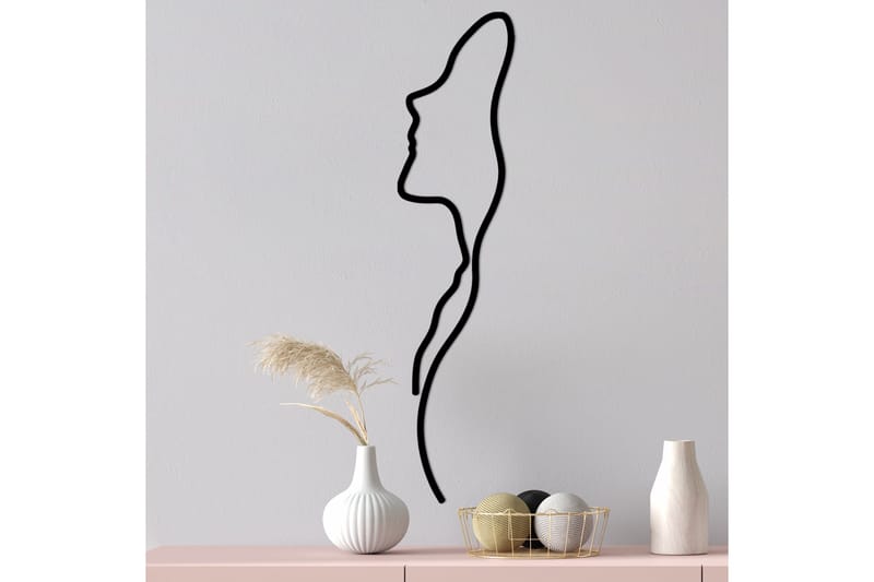 Woman Face Profile Väggdekor - Svart - Inredning - Väggdekor - Skylt - Plåtskyltar