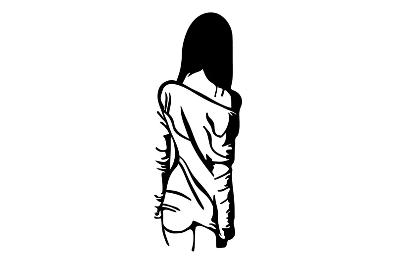 Woman With Loose Dress Väggdekor, Svart