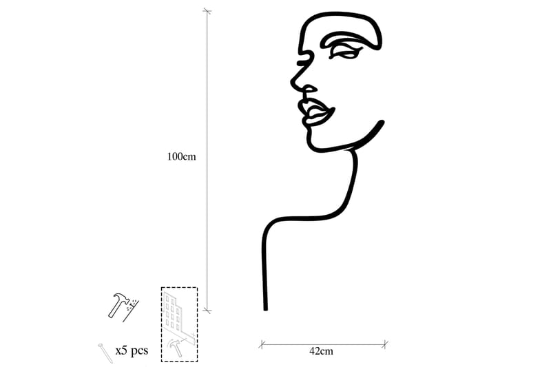 Woman Profile Väggdekor - Svart - Inredning - Väggdekor - Skylt - Plåtskyltar