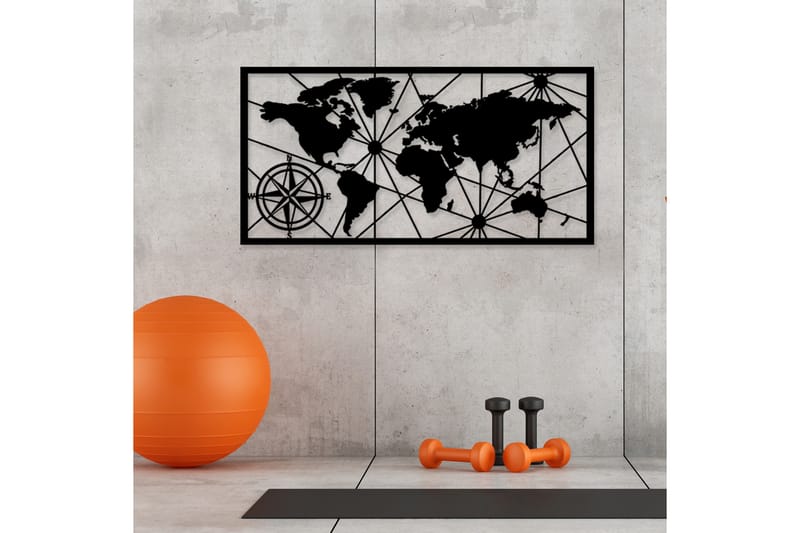 World Map 1 Large Väggdekor - Svart - Inredning - Väggdekor - Skylt - Plåtskyltar