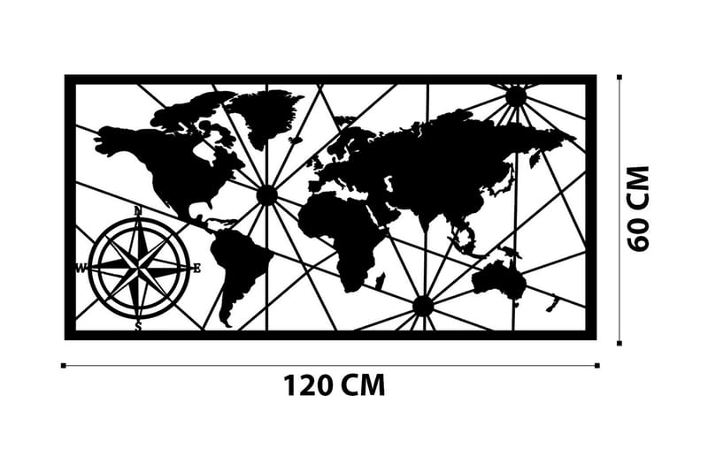 World Map 1 Large Väggdekor - Svart - Inredning - Väggdekor - Skylt - Plåtskyltar