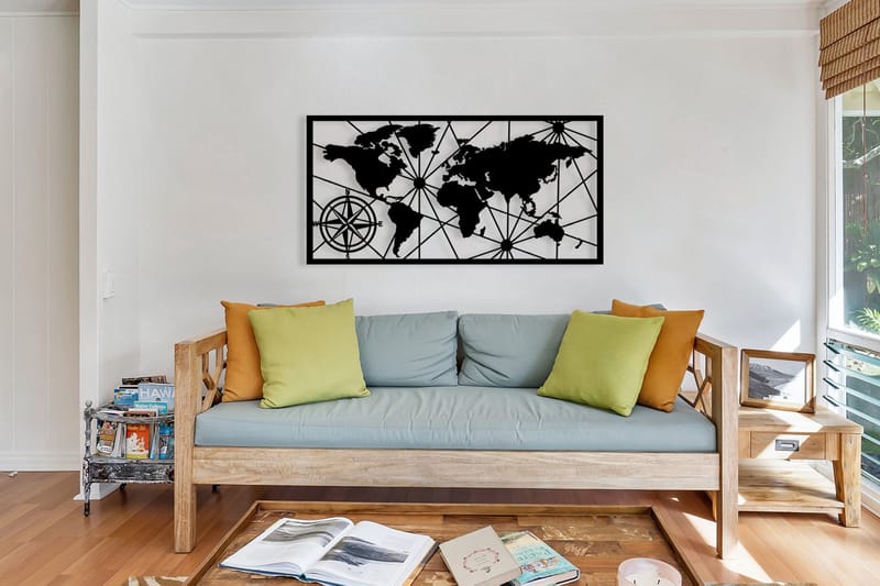 World Map 1 Large Väggdekor - Svart - Inredning - Väggdekor - Skylt - Plåtskyltar