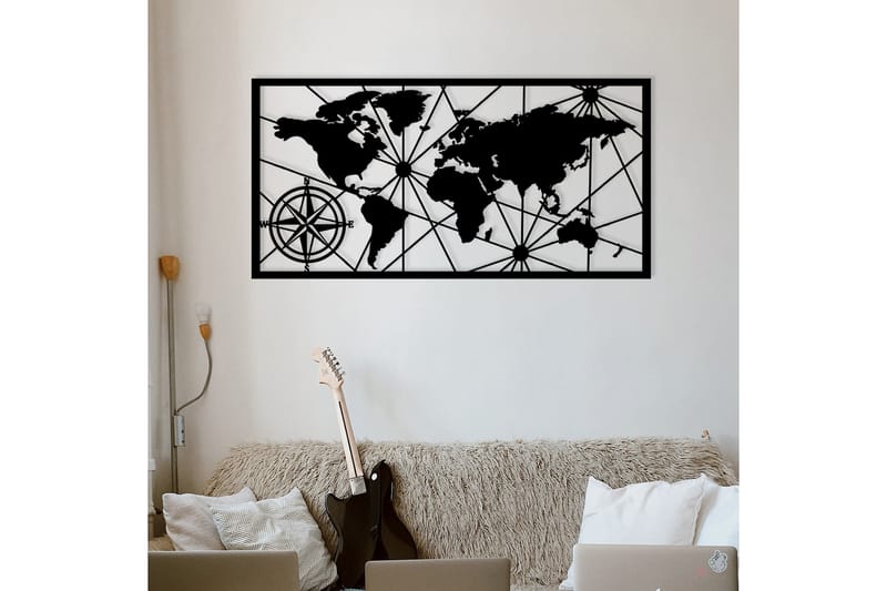 World Map 1 Large Väggdekor - Svart - Inredning - Väggdekor - Skylt - Plåtskyltar