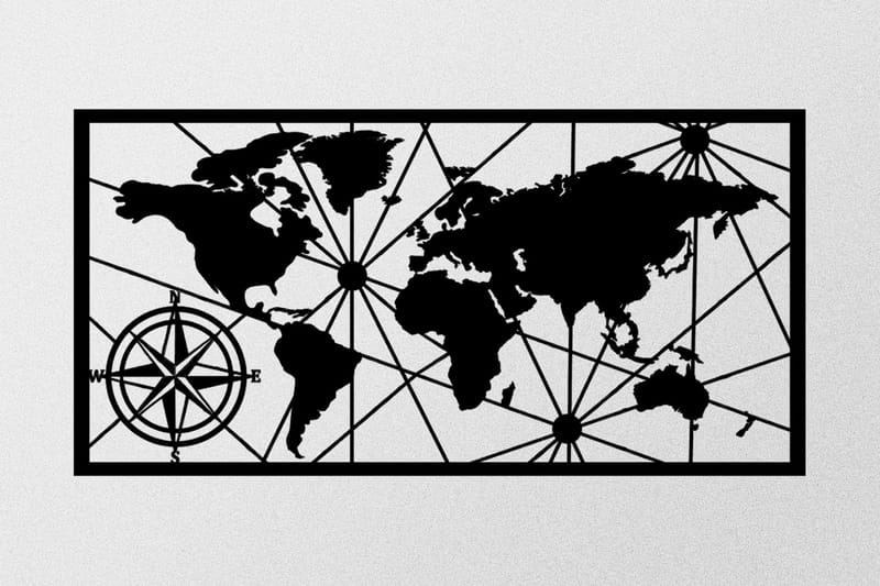 World Map 1 Large Väggdekor - Svart - Inredning - Väggdekor - Skylt - Plåtskyltar