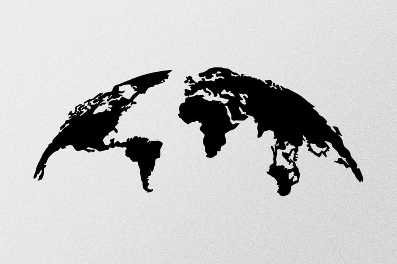 World Map 1 Large Väggdekor - Svart - Inredning - Väggdekor - Skylt - Plåtskyltar