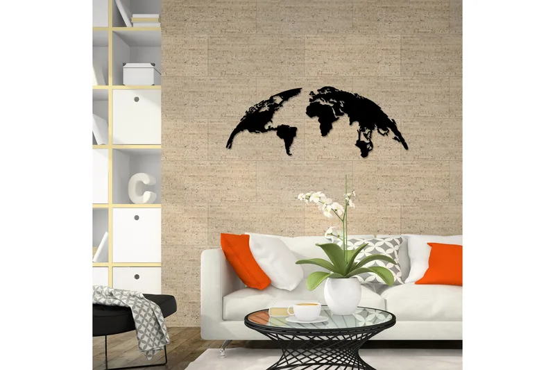 World Map 1 Large Väggdekor - Svart - Inredning - Väggdekor - Skylt - Plåtskyltar