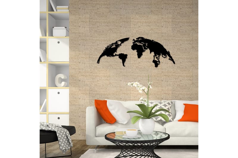 World Map 1 Large Väggdekor - Svart - Inredning - Väggdekor - Skylt - Plåtskyltar