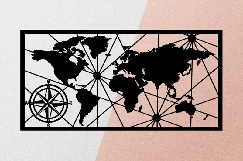 World Map 1 Large Väggdekor - Svart - Inredning - Väggdekor - Skylt - Plåtskyltar