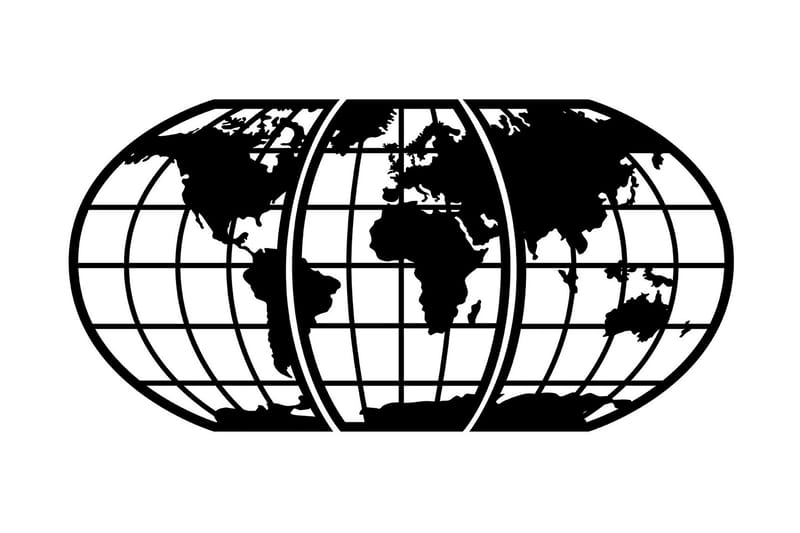 World Map 11 Väggdekor - Svart - Inredning - Väggdekor - Skylt - Plåtskyltar