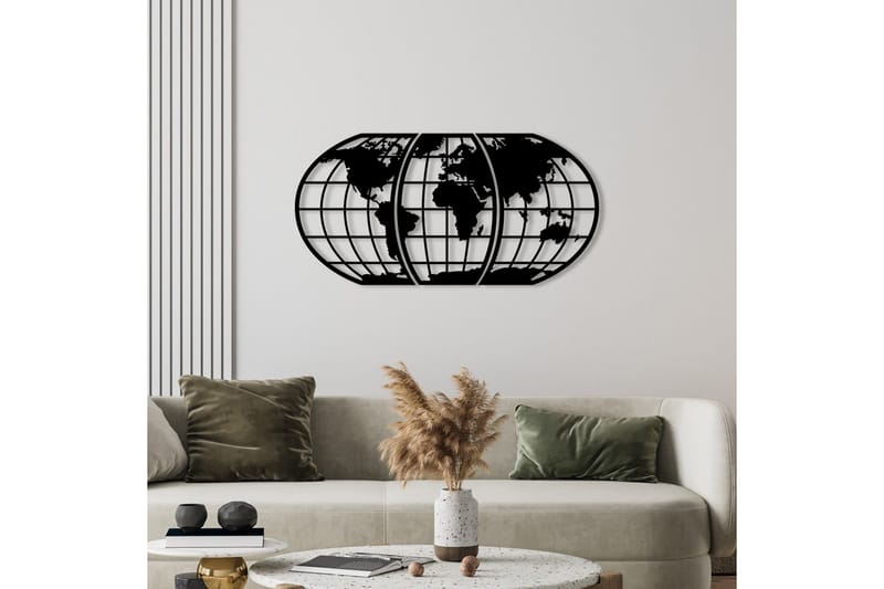 World Map 11 Väggdekor - Svart - Inredning - Väggdekor - Skylt - Plåtskyltar