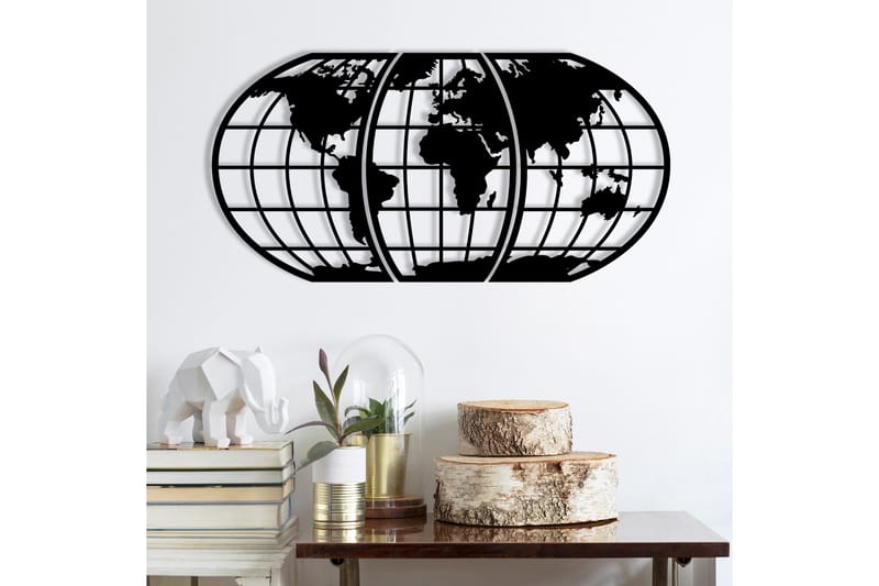 World Map 11 Väggdekor - Svart - Inredning - Väggdekor - Skylt - Plåtskyltar