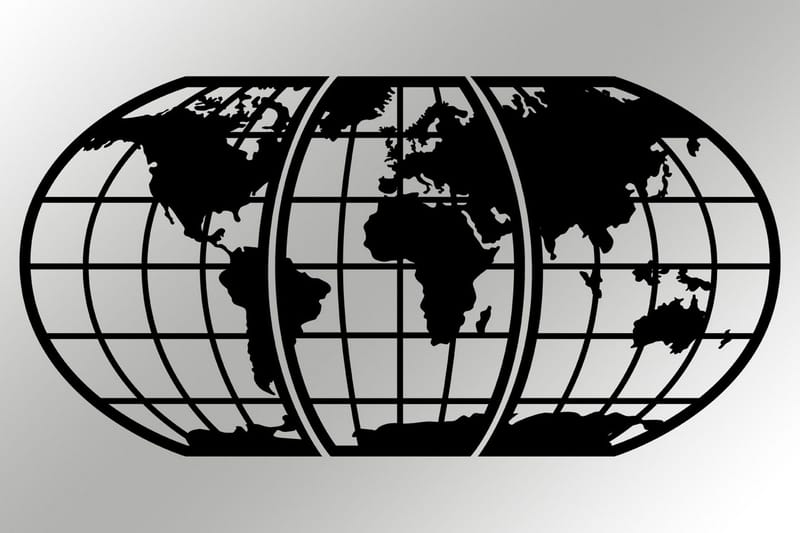 World Map 11 Väggdekor - Svart - Inredning - Väggdekor - Skylt - Plåtskyltar