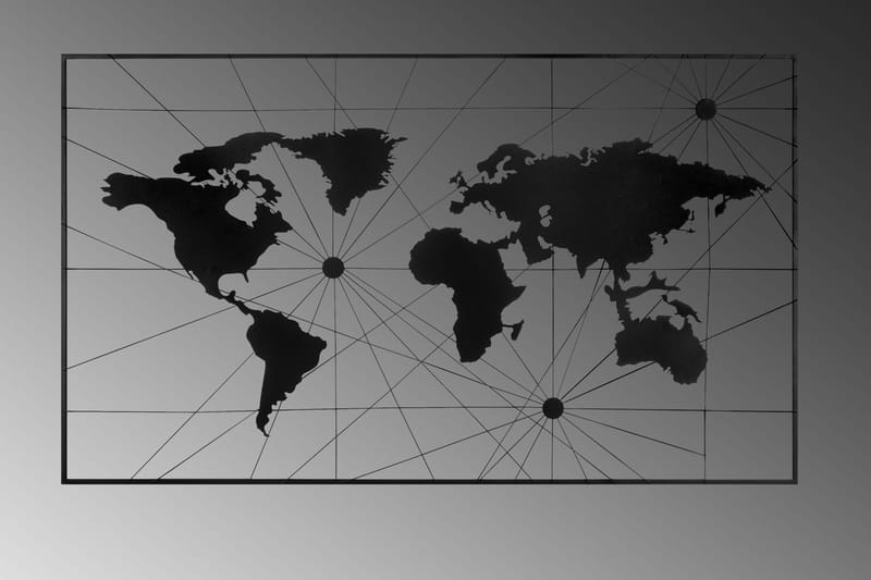 World Map 16 Väggdekor - Svart - Inredning - Väggdekor - Skylt - Plåtskyltar