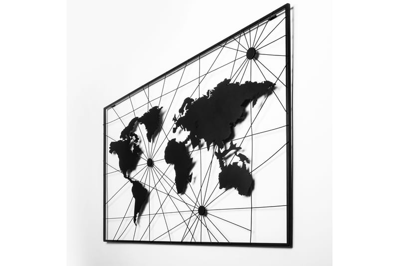 World Map 16 Väggdekor - Svart - Inredning - Väggdekor - Skylt - Plåtskyltar