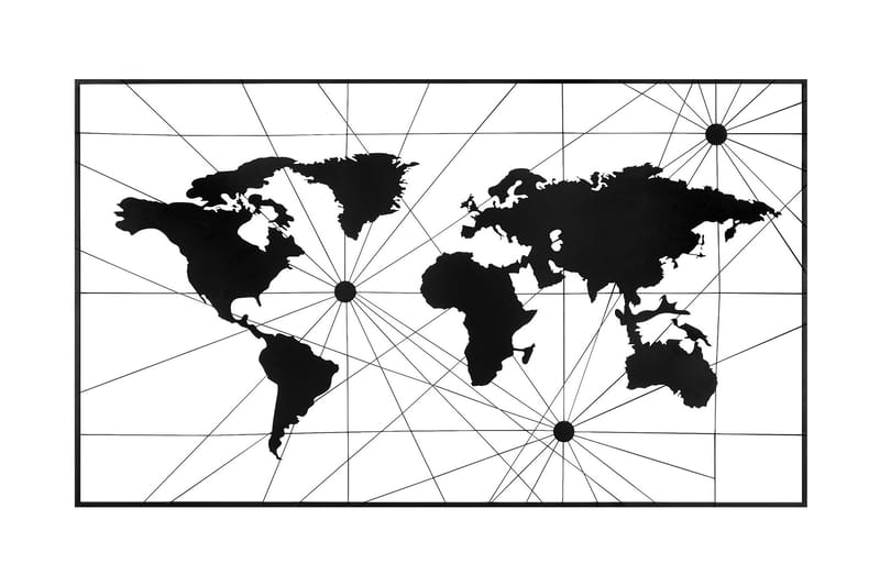 World Map 16 Väggdekor - Svart - Inredning - Väggdekor - Skylt - Plåtskyltar