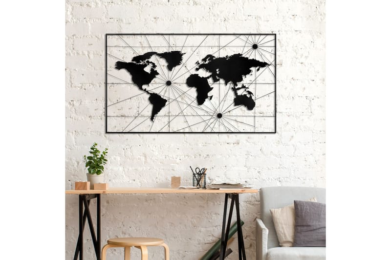 World Map 16 Väggdekor - Svart - Inredning - Väggdekor - Skylt - Plåtskyltar