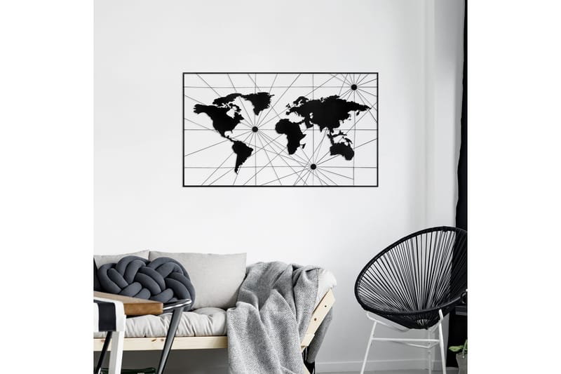 World Map 16 Väggdekor - Svart - Inredning - Väggdekor - Skylt - Plåtskyltar