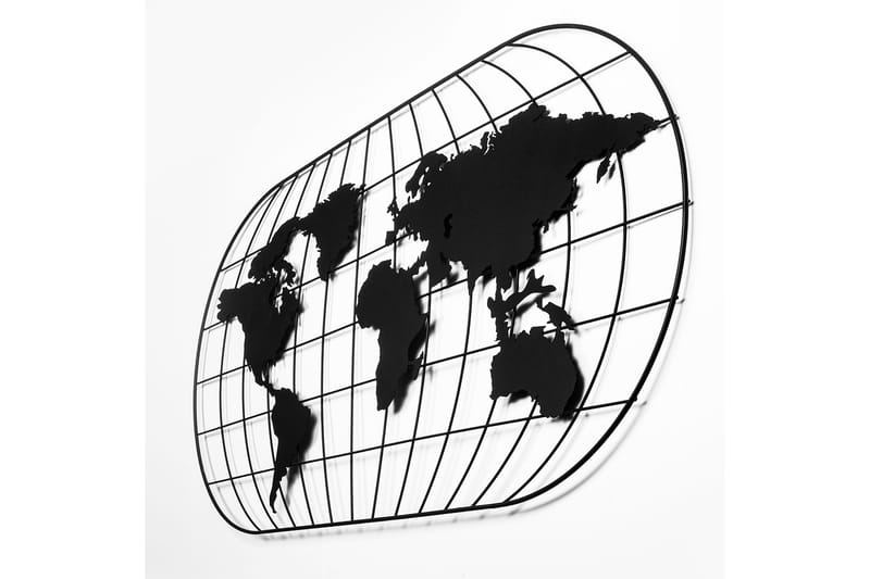 World Map 17 Väggdekor - Svart - Inredning - Väggdekor - Skylt - Plåtskyltar