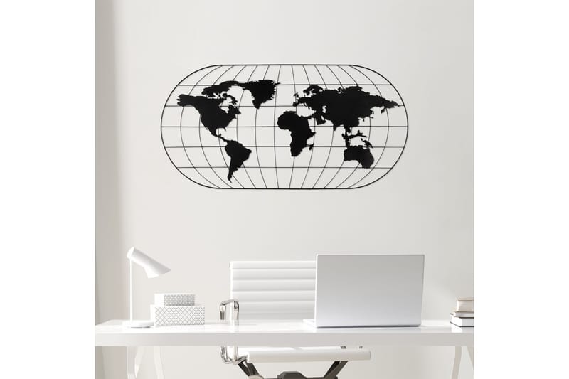 World Map 17 Väggdekor - Svart - Inredning - Väggdekor - Skylt - Plåtskyltar