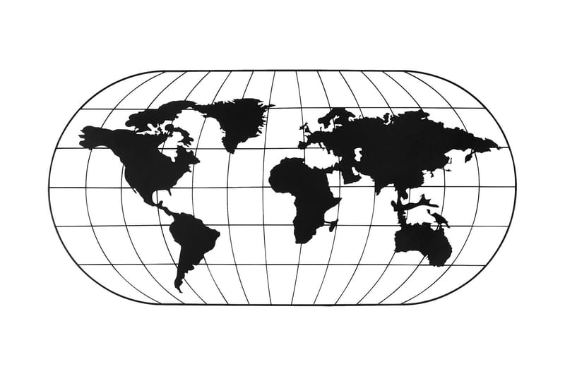 World Map 17 Väggdekor - Svart - Inredning - Väggdekor - Skylt - Plåtskyltar