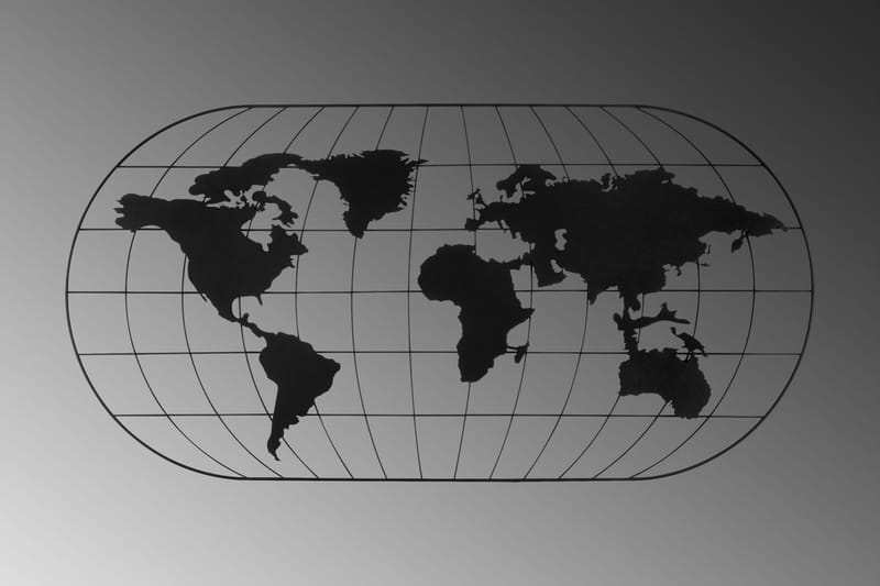 World Map 17 Väggdekor - Svart - Inredning - Väggdekor - Skylt - Plåtskyltar