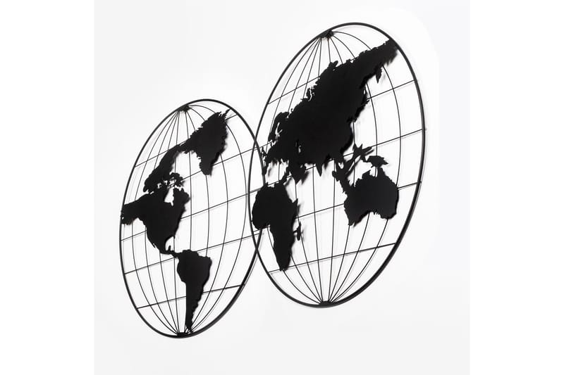 World Map 18 Väggdekor - Svart - Plåtskyltar