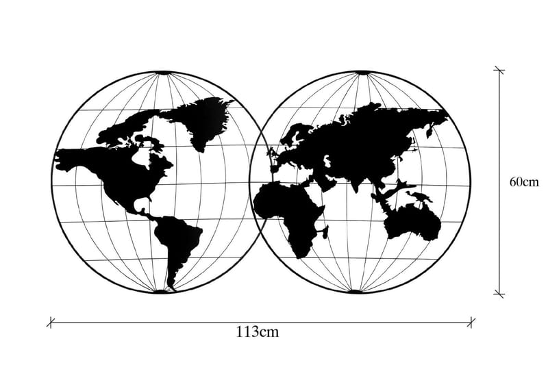 World Map 18 Väggdekor - Svart - Plåtskyltar