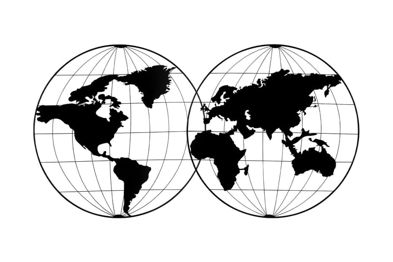 World Map 18 Väggdekor - Svart - Plåtskyltar