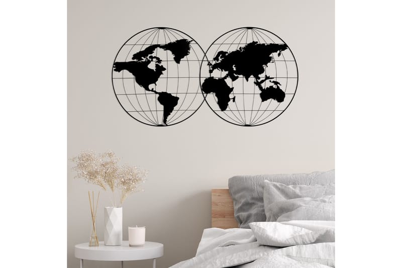 World Map 18 Väggdekor - Svart - Inredning - Väggdekor - Skylt - Plåtskyltar