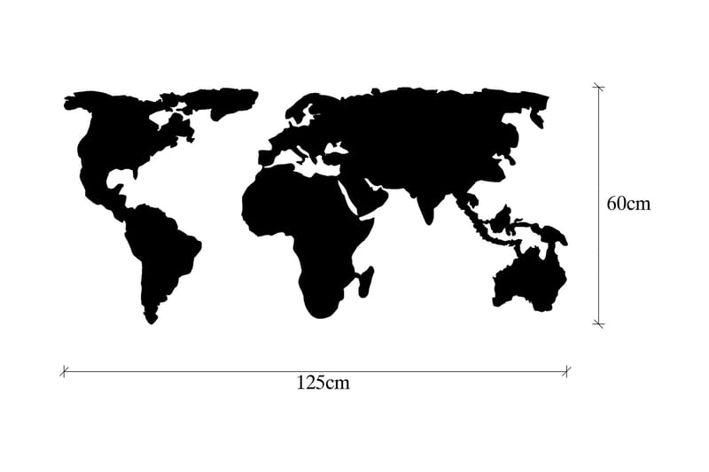 World Map 2 Väggdekor - Svart - Inredning - Väggdekor - Skylt - Plåtskyltar