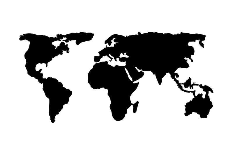World Map 2 Väggdekor - Svart - Inredning - Väggdekor - Skylt - Plåtskyltar