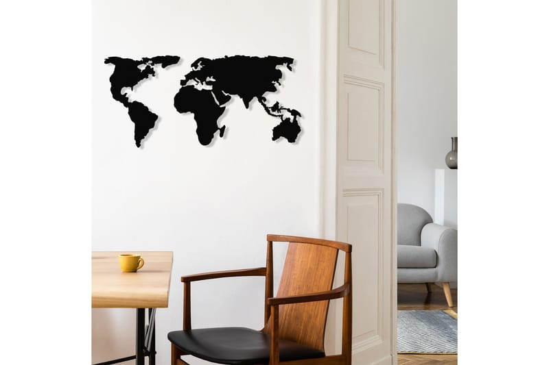 World Map 2 Väggdekor - Svart - Inredning - Väggdekor - Skylt - Plåtskyltar