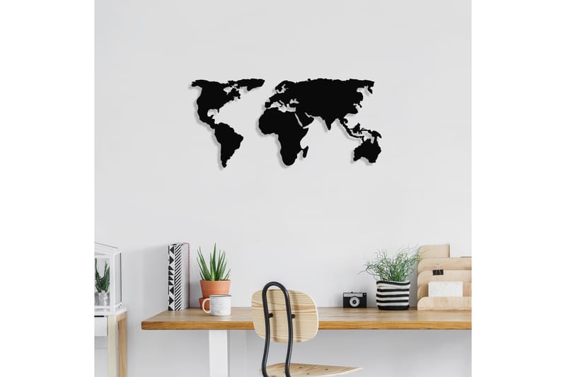 World Map 2 Väggdekor - Svart - Inredning - Väggdekor - Skylt - Plåtskyltar